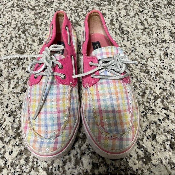Sperry Bahama Pastel Plaid Boat Shoe Size 4(Y)/6(W) - Picture 2 of 13